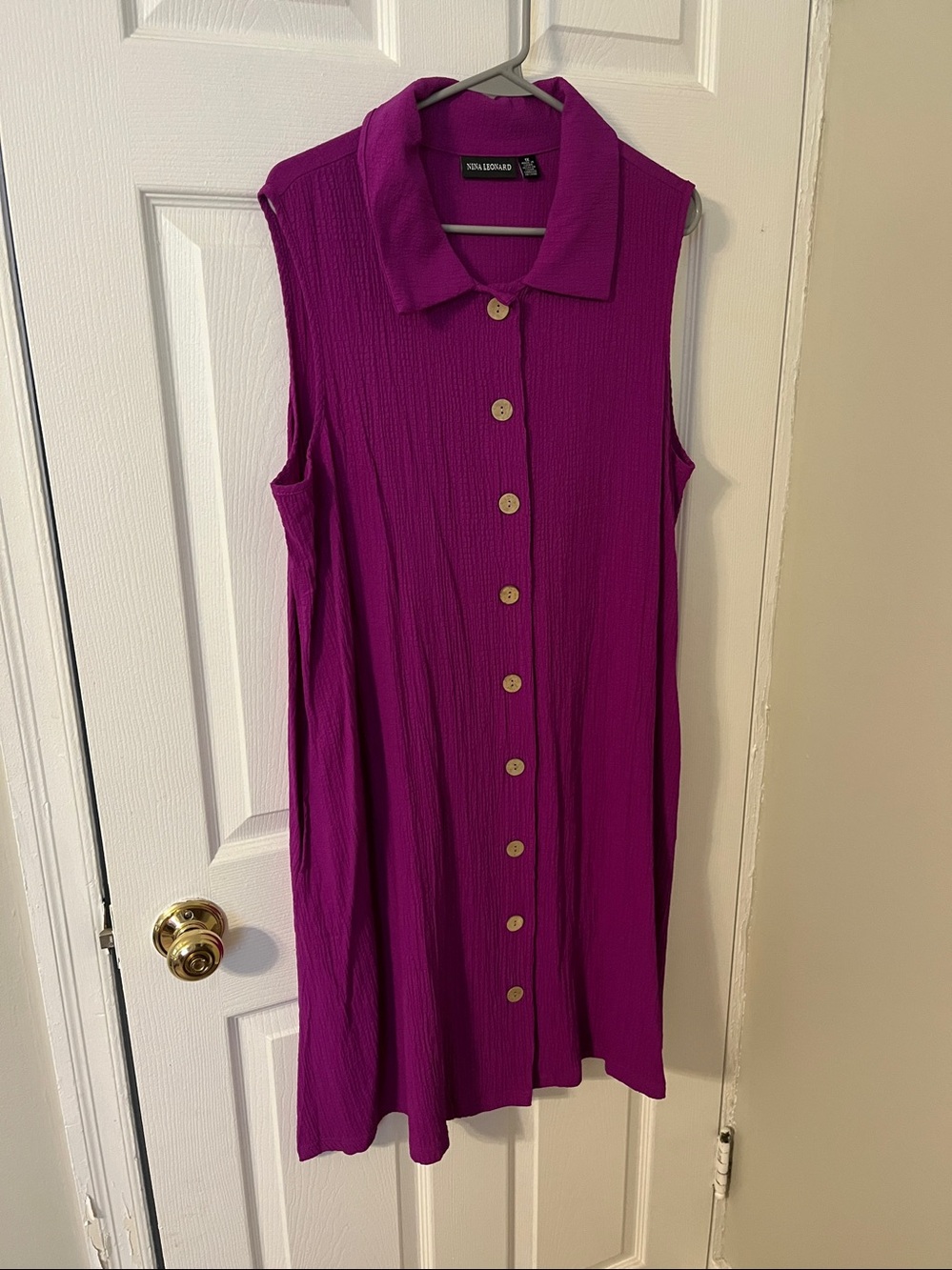 Nina Leonard Vibrant Magenta Textured Mini dress